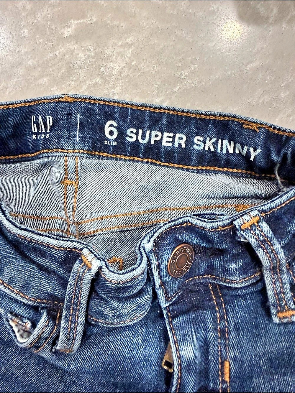Gap Super Skinny Girls Size 6 Blue Jeans Like New - Picture 2 of 3